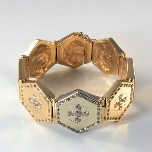 Two Tone Solid Honeycomb Bracelet | 3.42ctw | 8