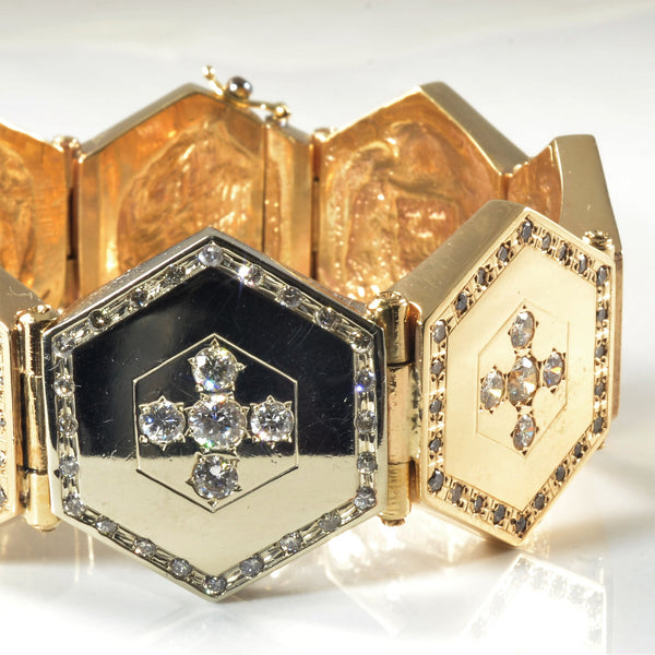 Two Tone Solid Honeycomb Bracelet | 3.42ctw | 8