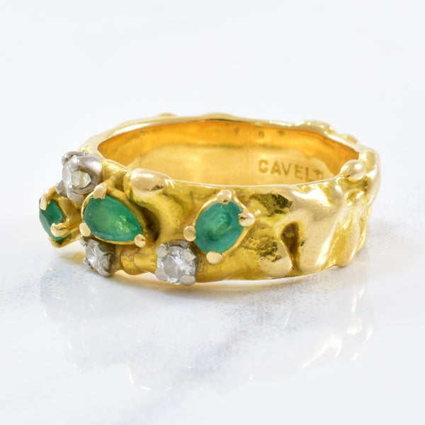 'Cavelti' Emerald & Diamond Band | 0.15ctw, 0.25ctw | SZ 5.25 |