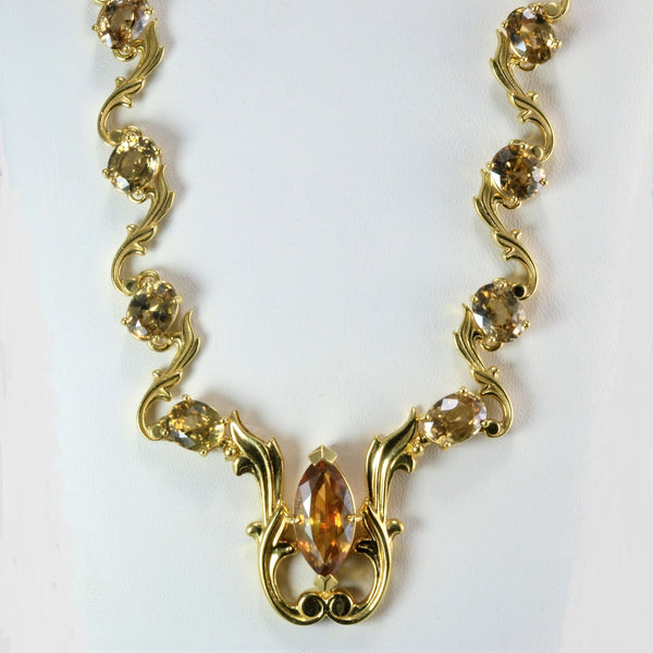 Designer Honey Zircon Gold Necklace | 18'' 50 ctw |