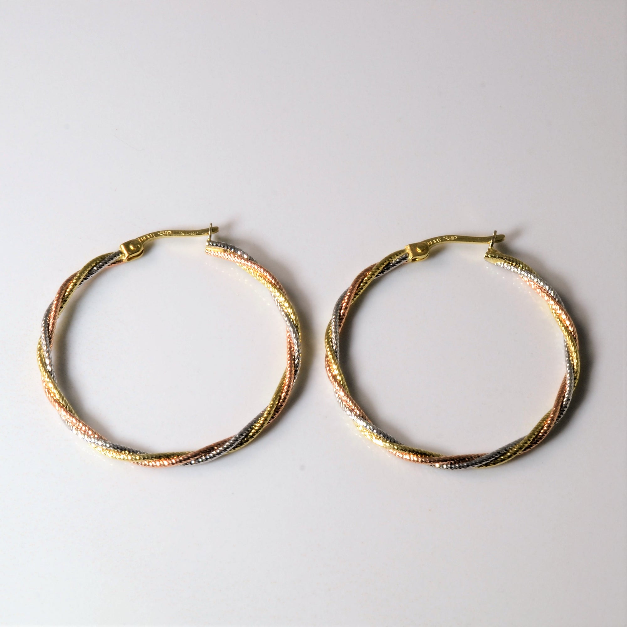 Braided Tri Tone Hoop Earrings |