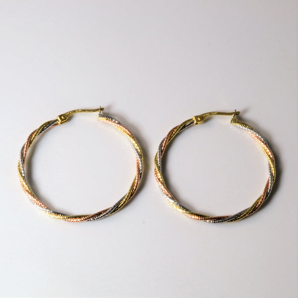 Braided Tri Tone Hoop Earrings |