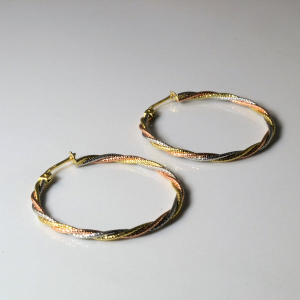 Braided Tri Tone Hoop Earrings |