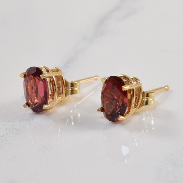 Oval Garnet Stud Earrings | 2.00ctw |