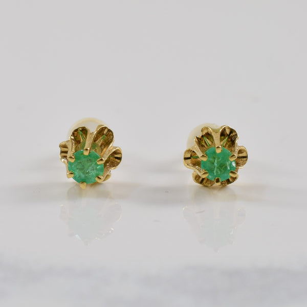 Belcher Set Emerald Stud Earrings | 0.16ctw |