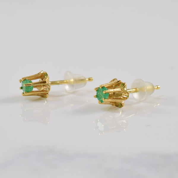 Belcher Set Emerald Stud Earrings | 0.16ctw |