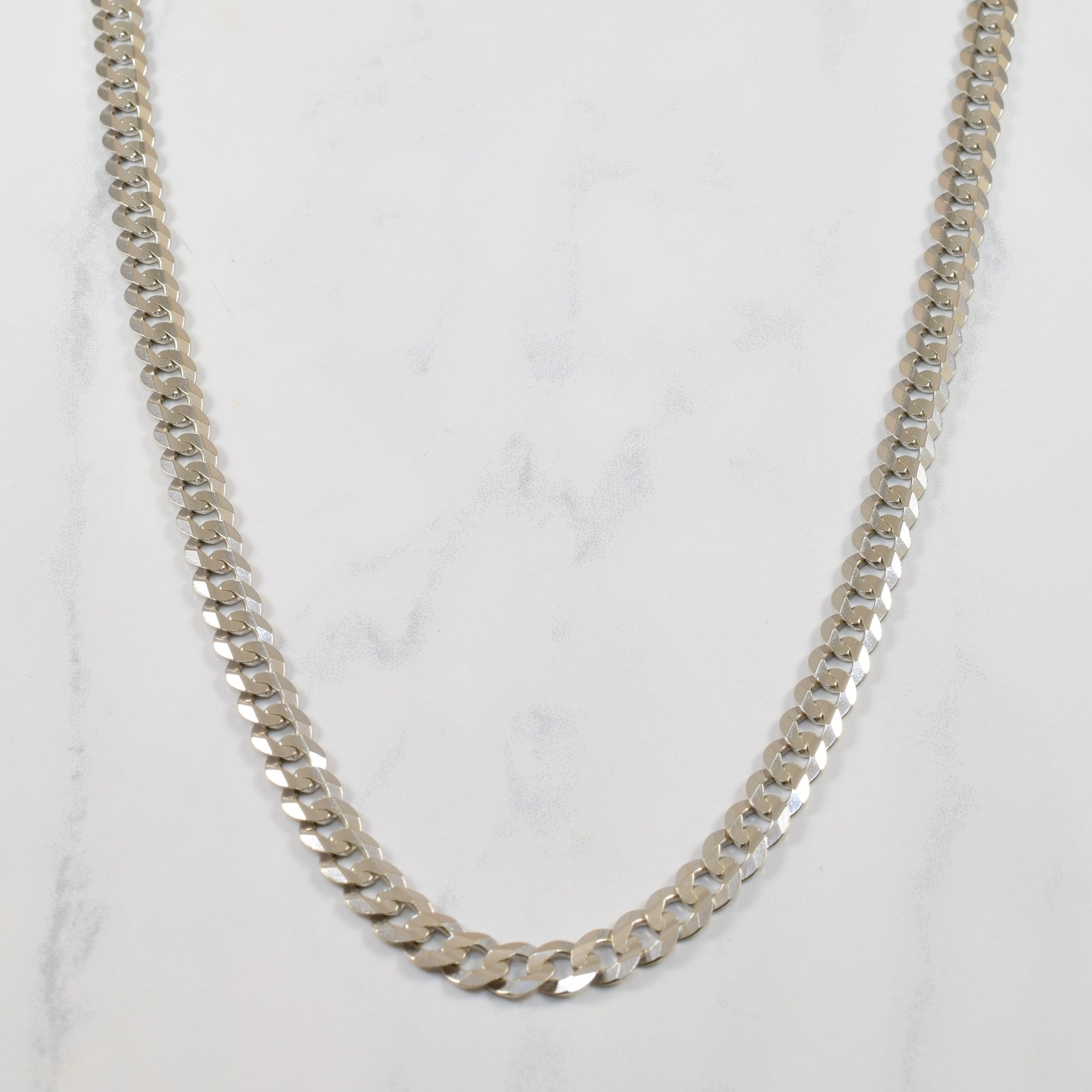 10k White Gold Curb Chain | 26