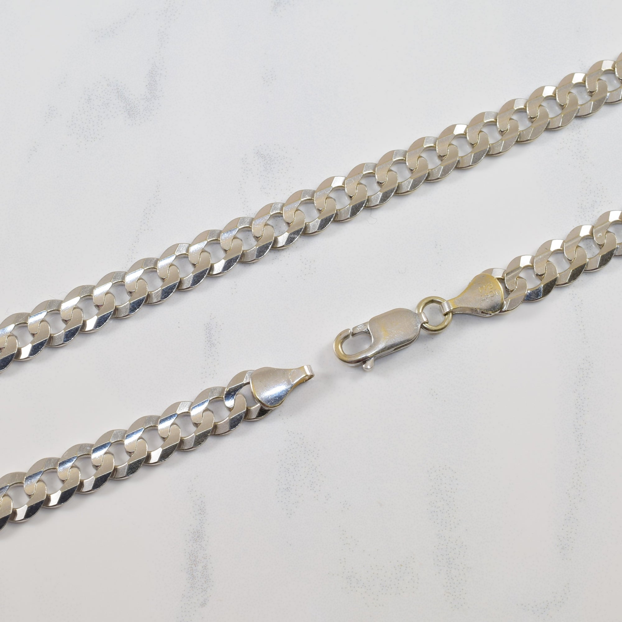 10k White Gold Curb Chain | 26