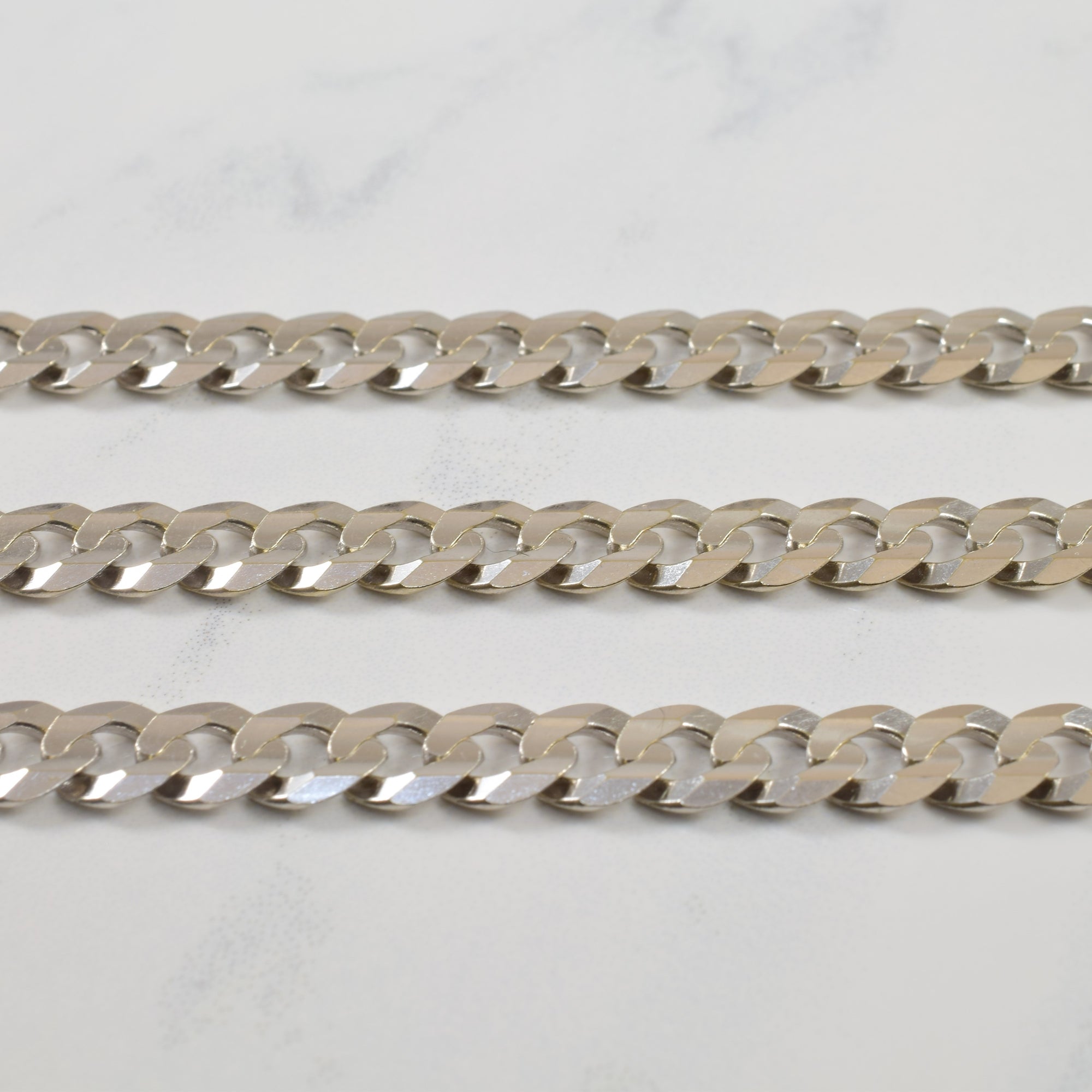 10k White Gold Curb Chain | 26