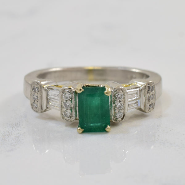 Emerald & Diamond Engagement Ring | 0.60ct, 0.16ctw | SZ 3.75 |