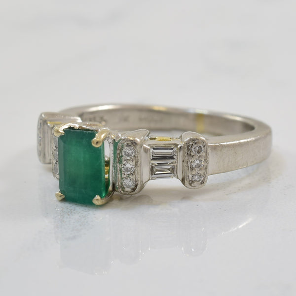 Emerald & Diamond Engagement Ring | 0.60ct, 0.16ctw | SZ 3.75 |