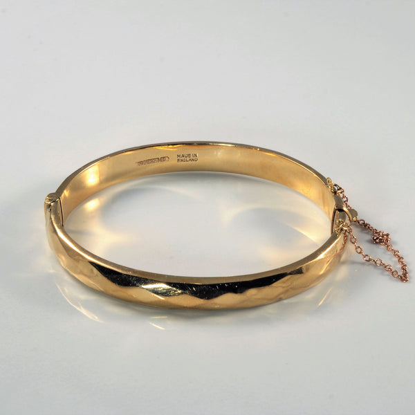 'Birks' Faceted Gold Bangle Bracelet | 7