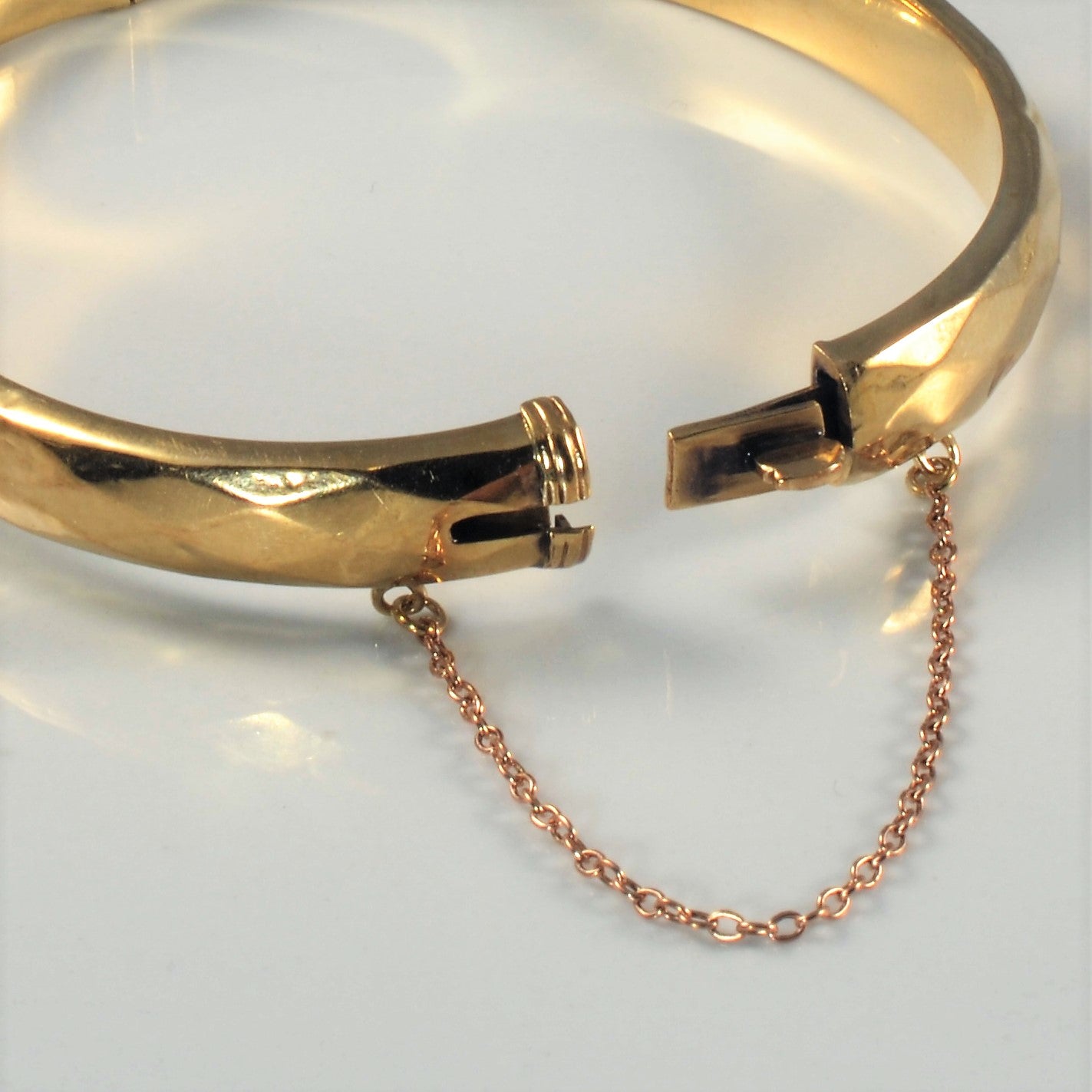 'Birks' Faceted Gold Bangle Bracelet | 7