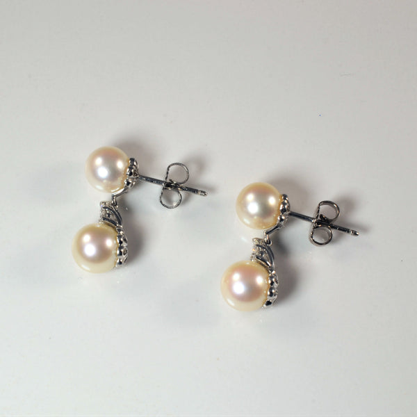 TIFFANY & CO. Aria Pearl & Diamond Drop Earrings