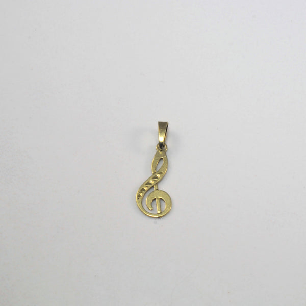 Yellow Gold Treble Clef Pendant |