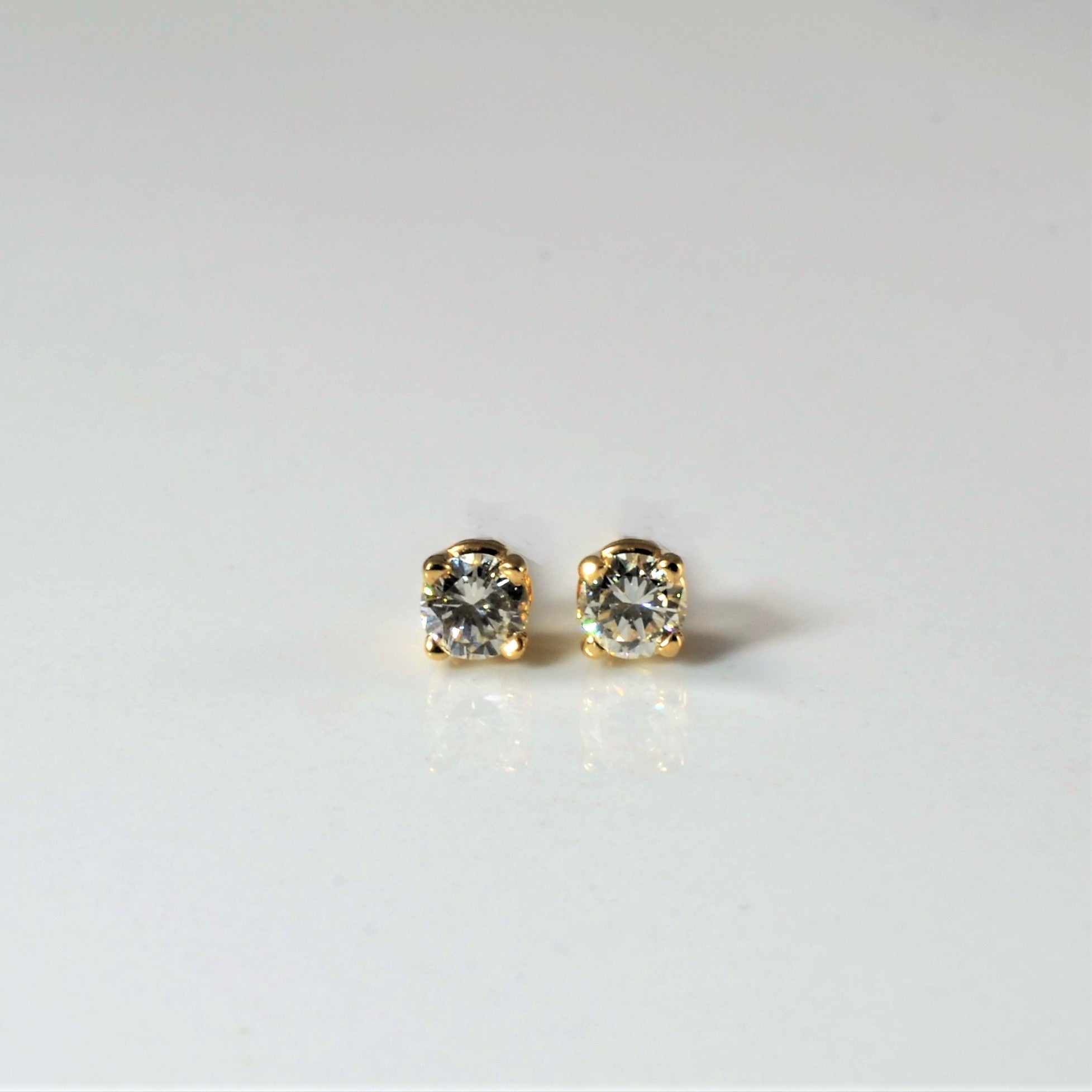 'Bespoke' Classic Solitaire Diamond Stud Earrings | Yellow Gold | Est. 0.25ctw |