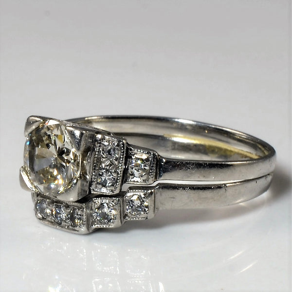 Art Deco Diamond Wedding Set | 0.74ctw | SZ 5.5 |