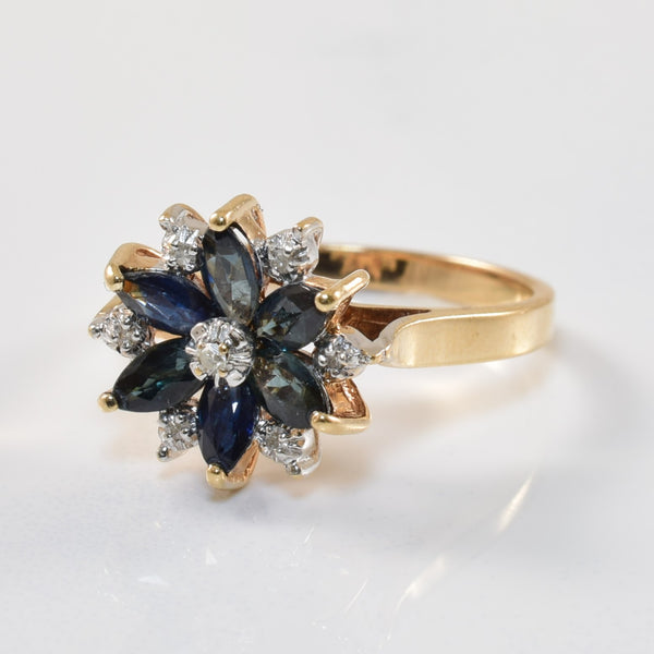 Floral Sapphire & Diamond Ring | 0.60ctw, 0.03ctw | SZ 6.5 |