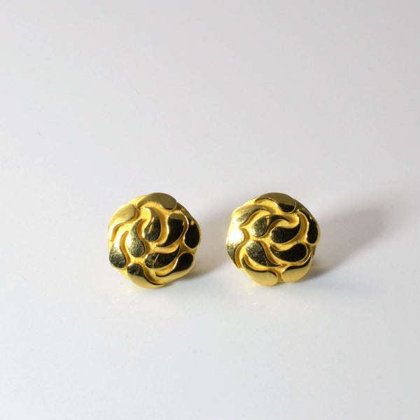 'Cavelti' Gold Button Stud Earrings |