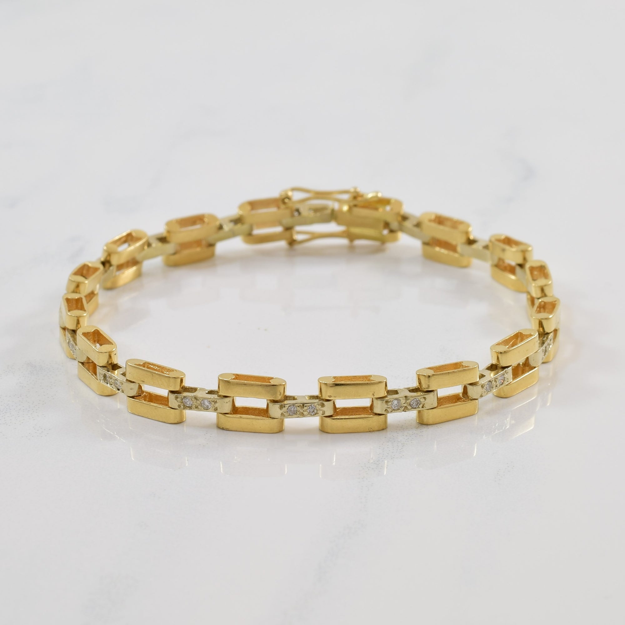 Diamond Box Link Bracelet | 0.16ctw | 7