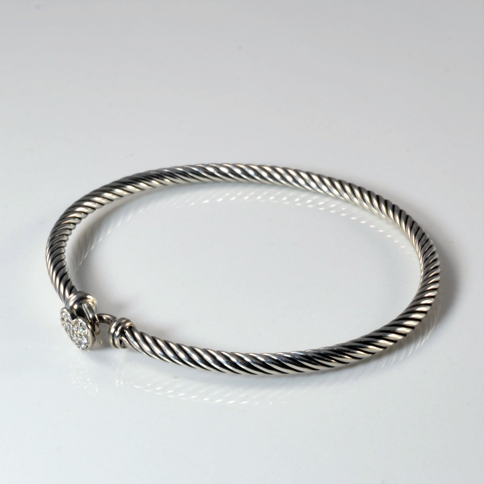 'David Yurman' Cable Collectibles Heart Bracelet | 0.09ctw | 6.5