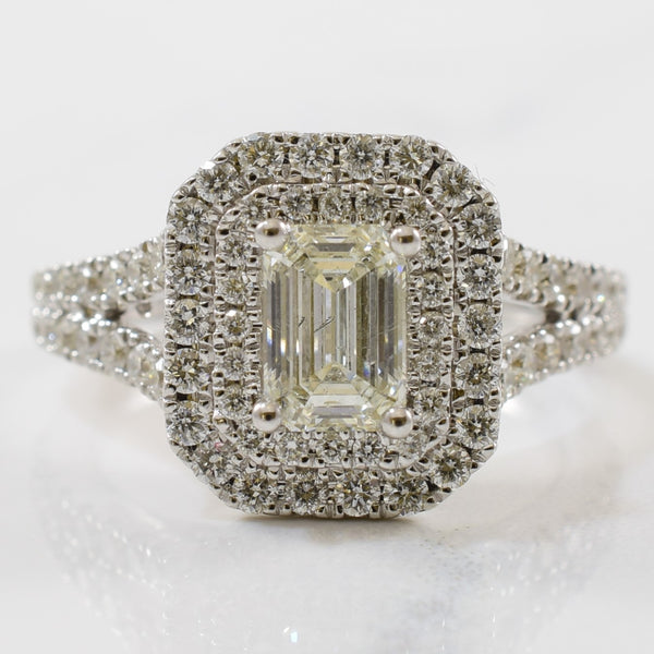 'Vera Wang' Emerald Cut Double Halo Diamond Engagement Ring | 0.04ctw, 1.82ctw | SZ 6.5 |