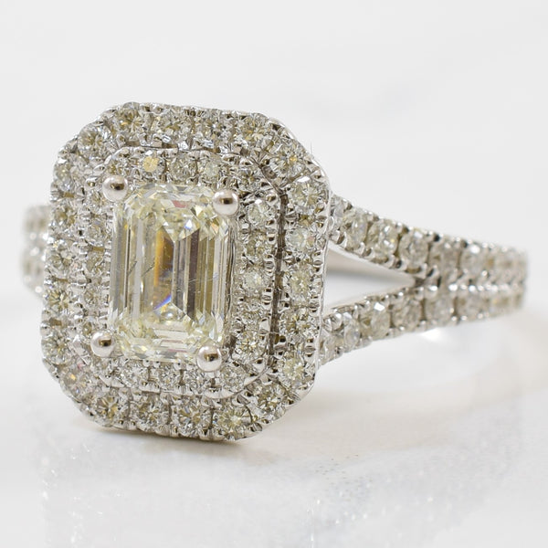 'Vera Wang' Emerald Cut Double Halo Diamond Engagement Ring | 0.04ctw, 1.82ctw | SZ 6.5 |