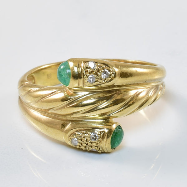 Cabochon Emerald Bypass Ring | 0.34ctw, 0.04ctw | SZ 7.75 |