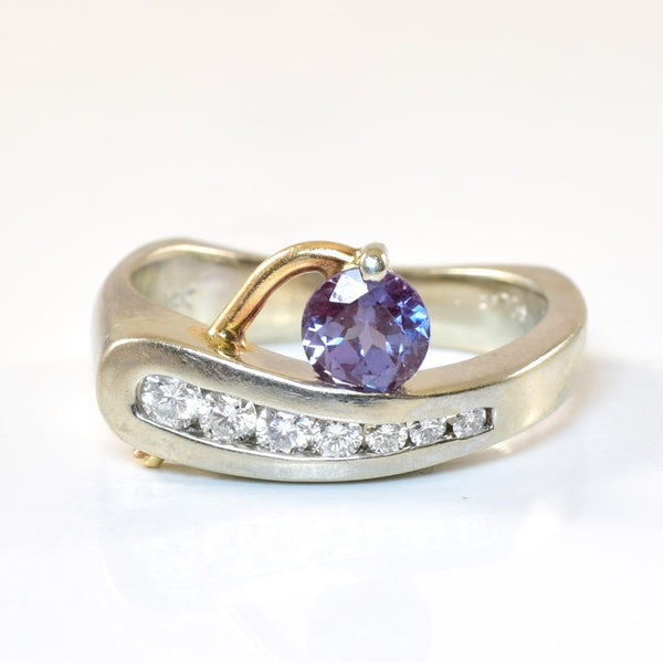 Colour Changing Sapphire & Diamond Ring | 0.55ct, 0.20ctw | SZ 7 |