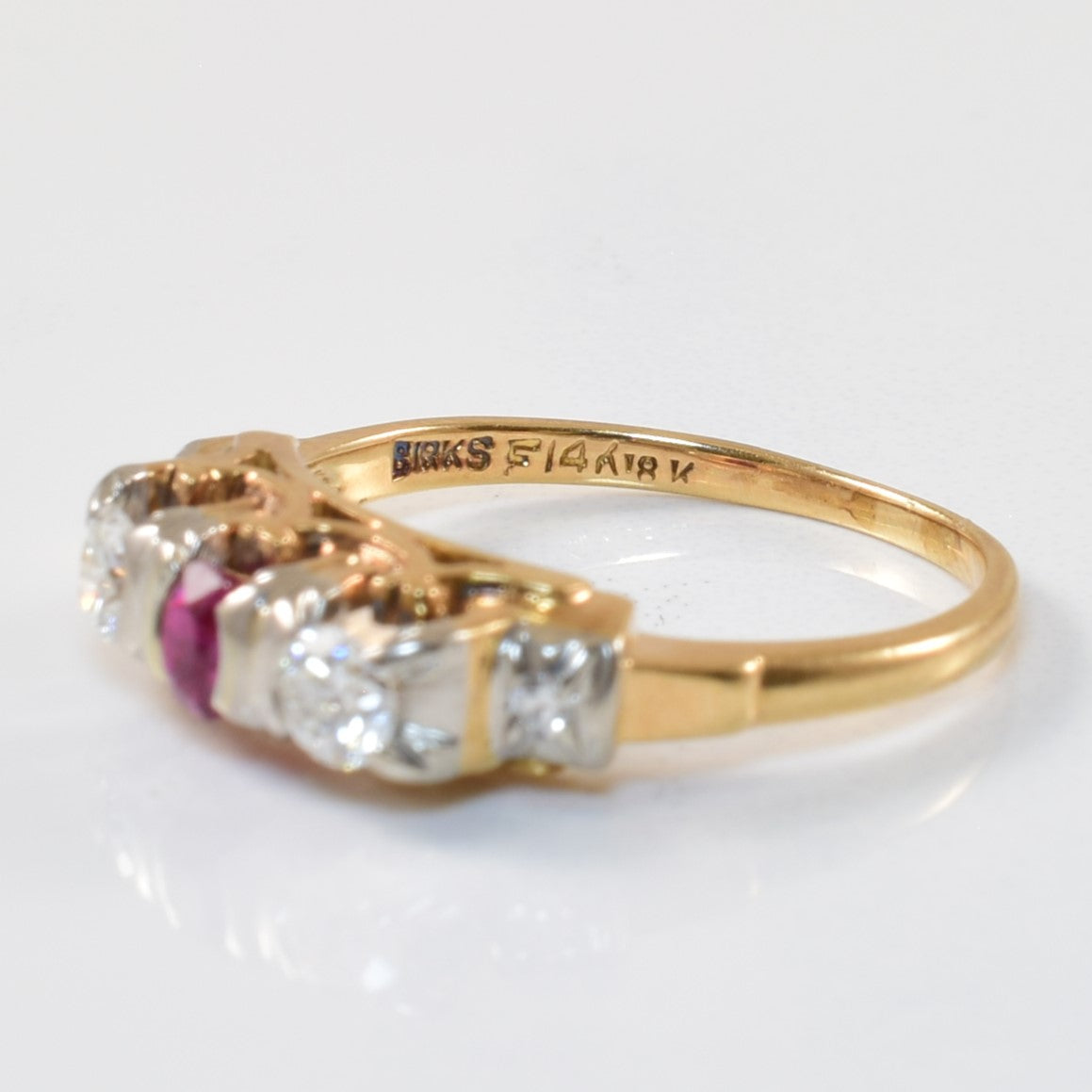 'Birks' Diamond & Ruby Ring | 0.23ctw, 0.20ct | SZ 4.75 |