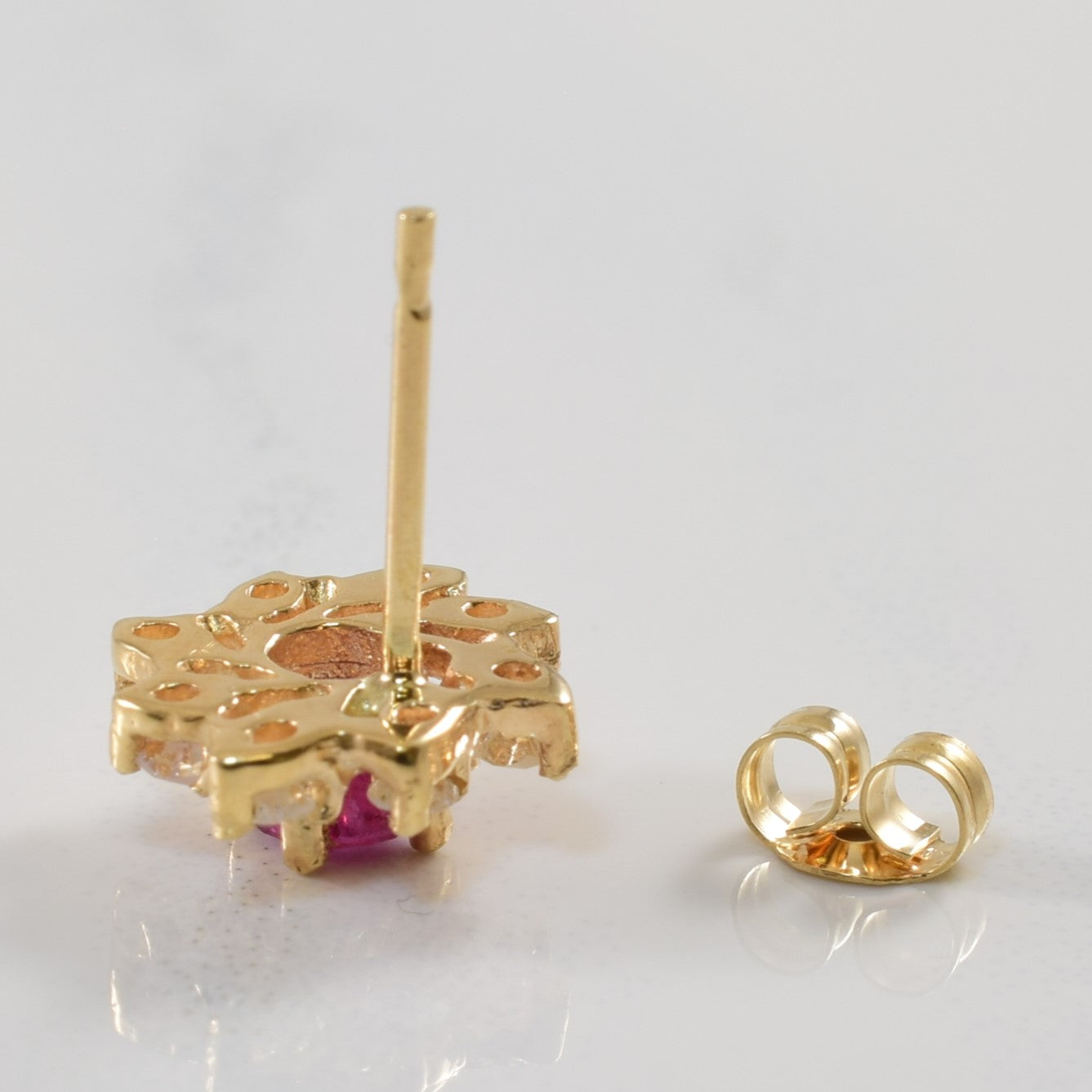 Ruby & Diamond Pinwheel Stud Earrings | 0.40ctw, 0.32ctw |