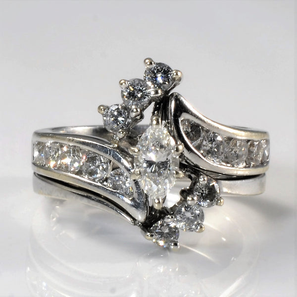 Bypass Marquise Diamond Wedding Set | 1.08ctw | SZ 5.5 |