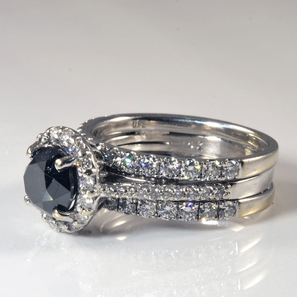 Black Diamond Soldered Halo Wedding Set | 2.64ctw | SZ 8.25 |