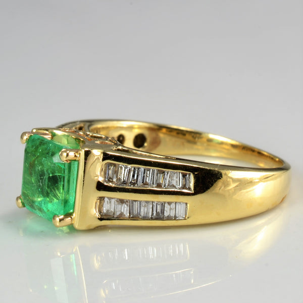 Emerald & Channel Diamond Ladies Ring | 0.50 ctw, SZ 8 |