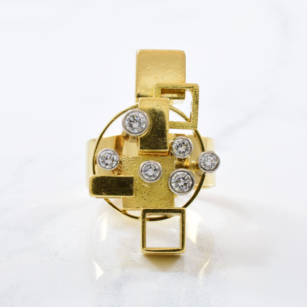 'Cavelti' Geometric Cocktail Ring | 0.32ctw | SZ 6.25 |