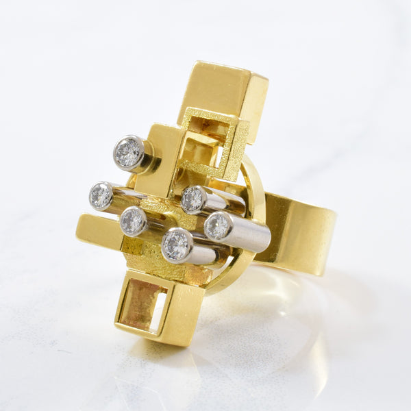 'Cavelti' Geometric Cocktail Ring | 0.32ctw | SZ 6.25 |