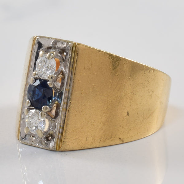 Vertical Diamond & Sapphire Ring | 0.23ct, 0.18ctw | SZ 6 |