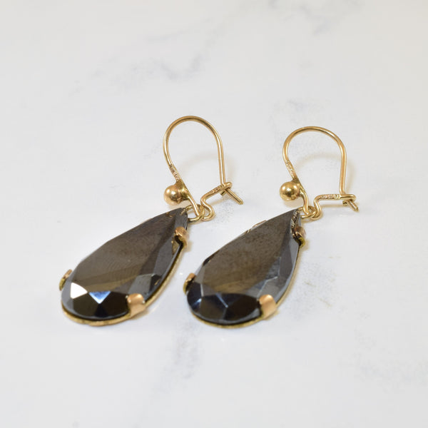 Pear Cut Hematite Drop Earrings | 15.00ctw |