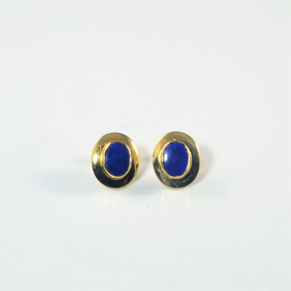 'Cavelti' Bezel Set Lapis Lazuli Stud Earrings | 1.20ctw |