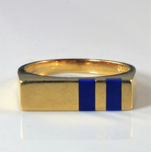 'Cavelti' Lapis Lazuli Gold Bar Ring | 0.30ctw | SZ 4.75 |
