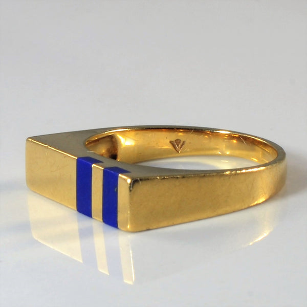'Cavelti' Lapis Lazuli Gold Bar Ring | 0.30ctw | SZ 4.75 |