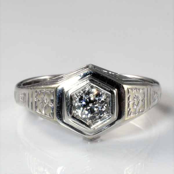 1920s Orange Blossom Detailed Engagement Ring | 0.28ct | SZ 9 |