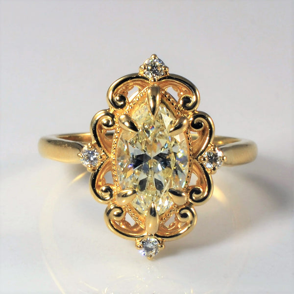 'Bespoke' Ornate Filigree Marquise Diamond Ring | 1.71ctw | SZ 7 |