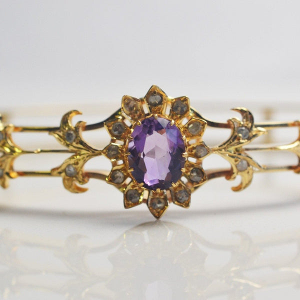 Edwardian Era Diamond & Amethyst Bracelet | 0.35ctw, 1.75ct |