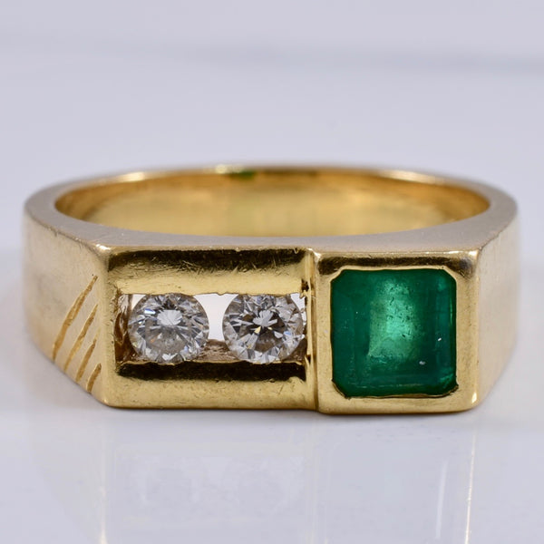 Bezel Set Emerald Ring with Channel Set Diamonds | 0.16ctw, 0.48ct | SZ 5.75 |