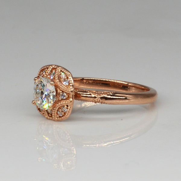 'Bespoke' Art Deco Inspired Rose Gold Engagement Ring | 0.83ctw | SZ 7.25 |