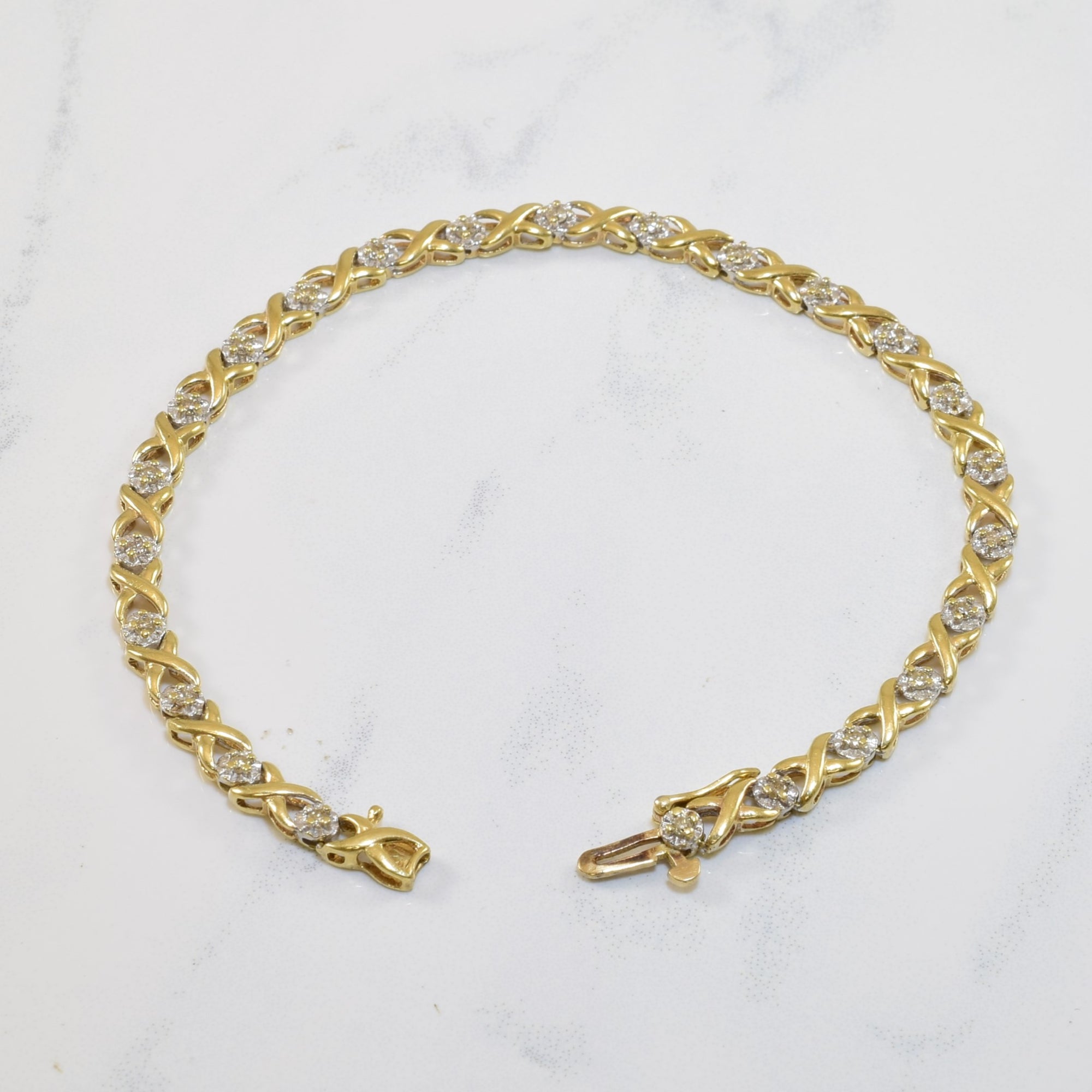 Two Tone XO Diamond Tennis Bracelet | 0.35ctw | 7.5