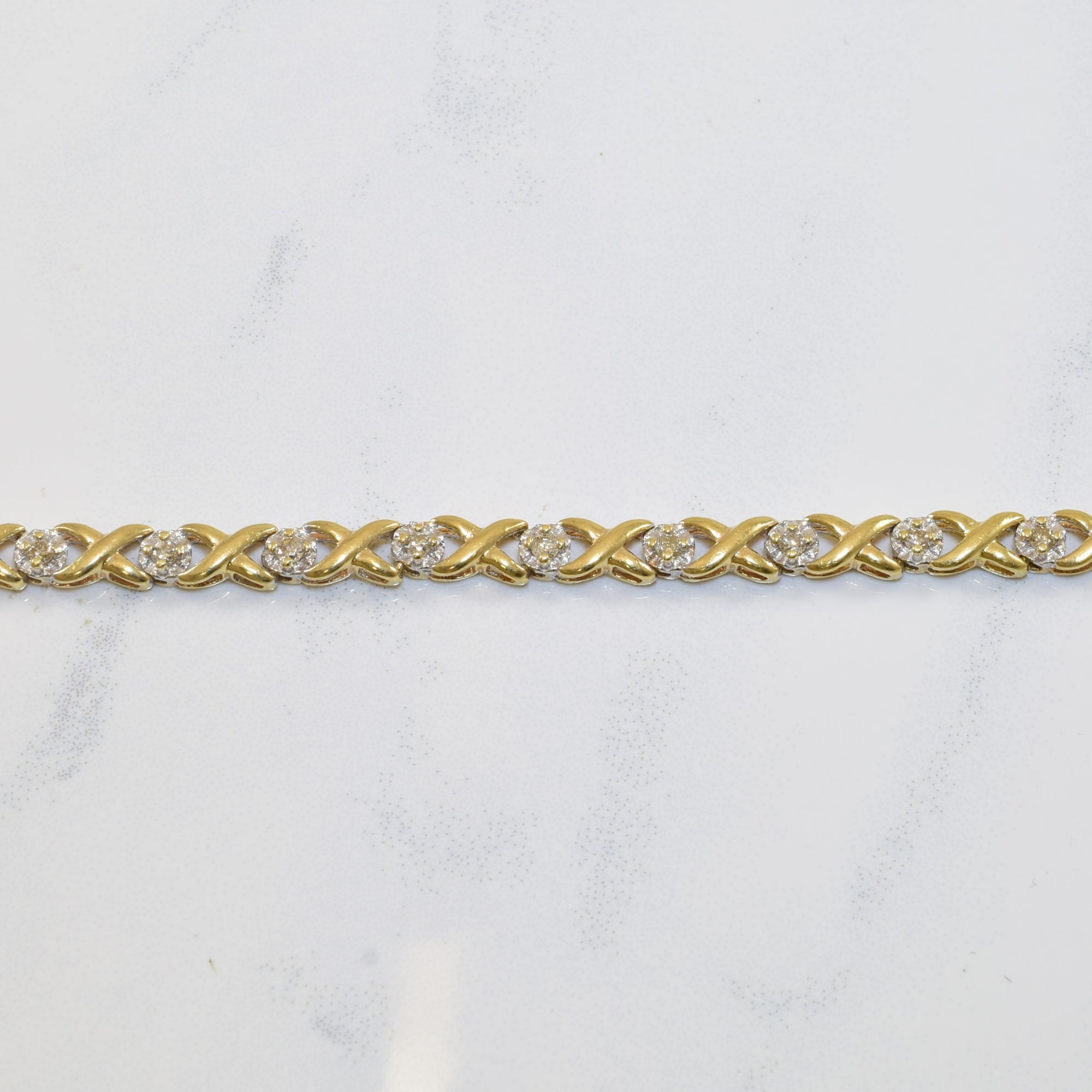 Two Tone XO Diamond Tennis Bracelet | 0.35ctw | 7.5