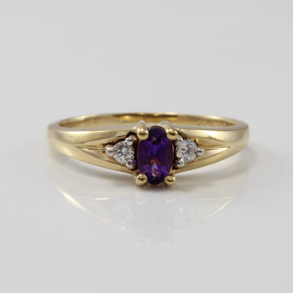 'Birks' Amethyst & Diamond Three Stone Ring | 0.15ct, 0.06ctw | SZ 6.75 |