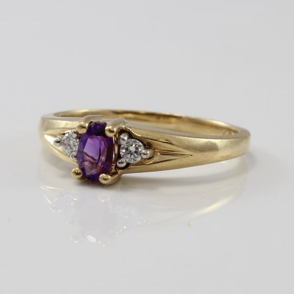 'Birks' Amethyst & Diamond Three Stone Ring | 0.15ct, 0.06ctw | SZ 6.75 |